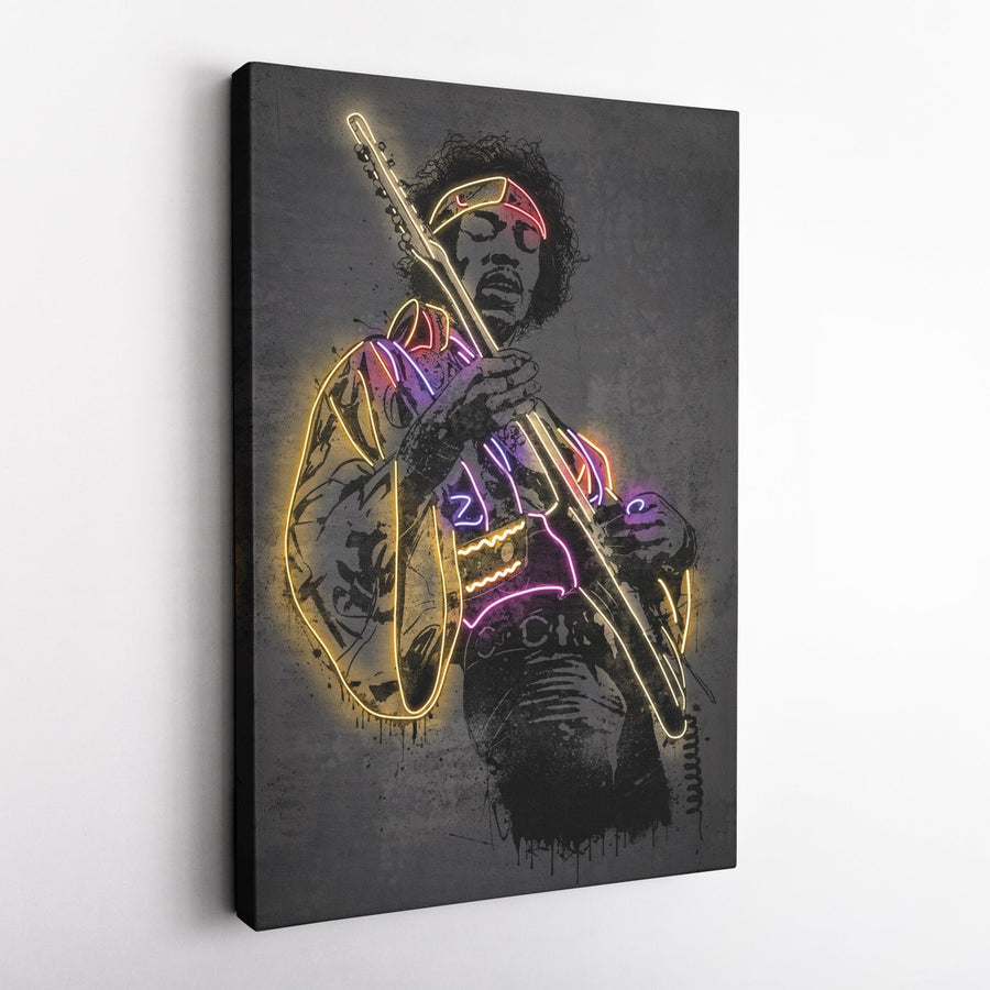 Jimi Hendrix Neon Canvas Art | Music Wall Decor - CanvasNeon