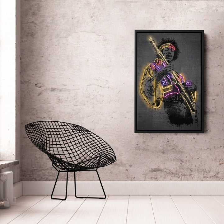 Jimi Hendrix Neon Canvas Art | Music Wall Decor - CanvasNeon