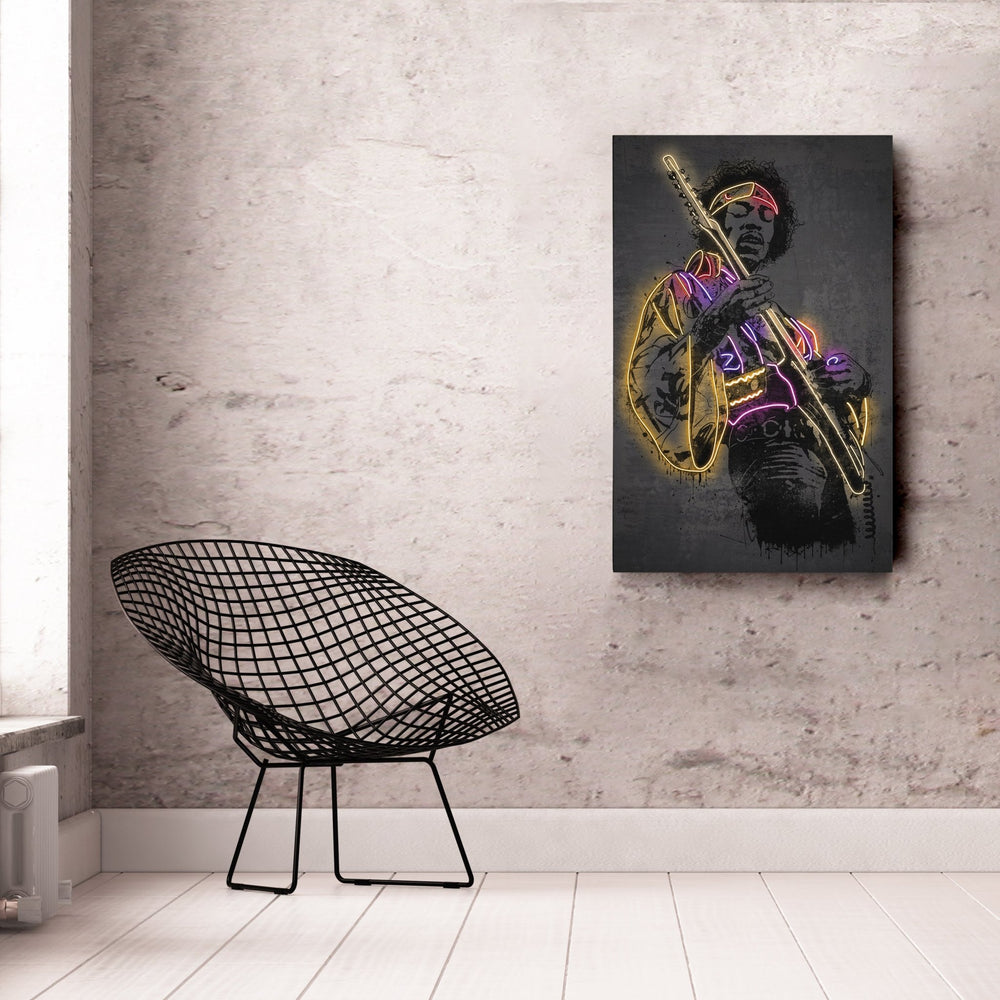 Jimi Hendrix Neon Canvas Art | Music Wall Decor - CanvasNeon