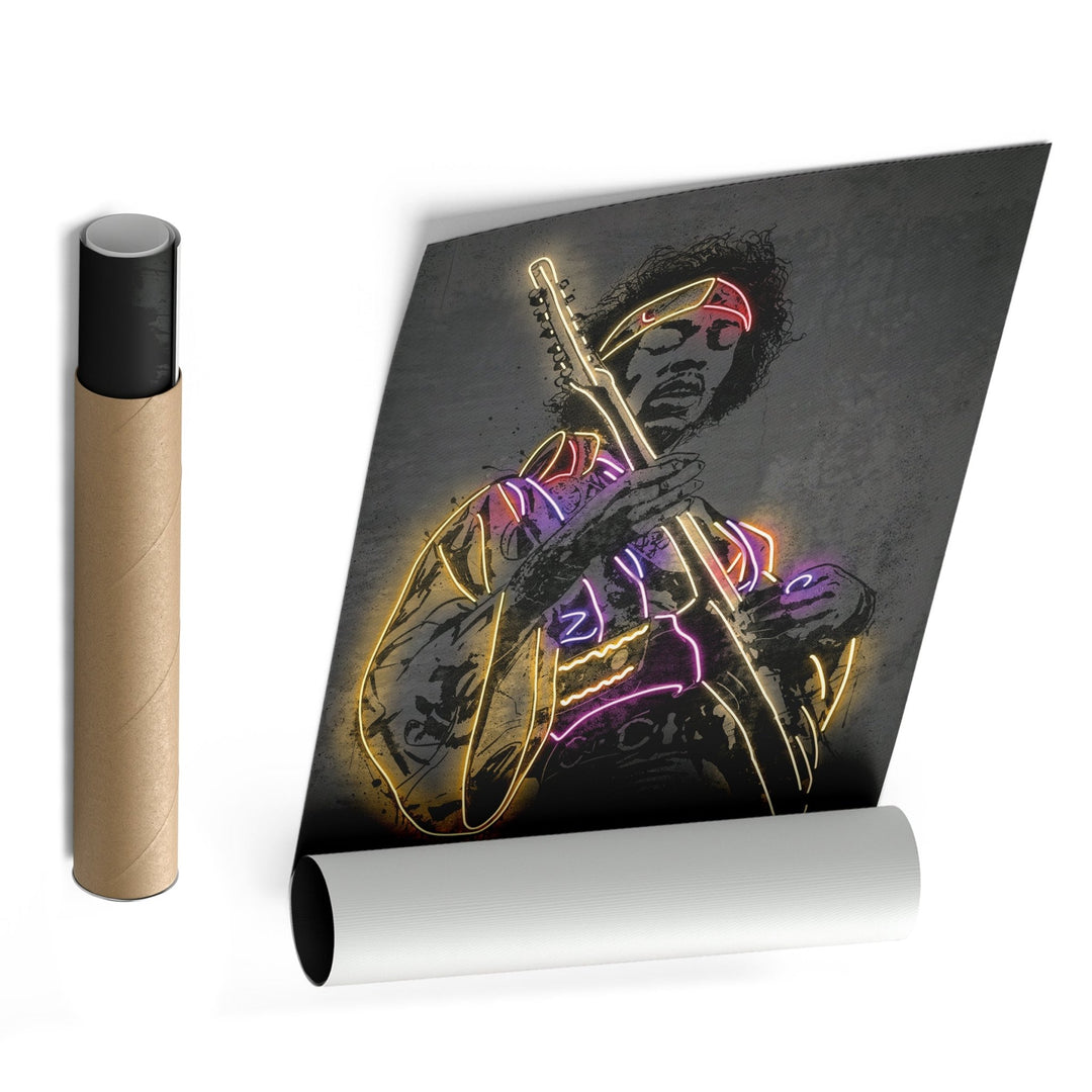 Jimi Hendrix Neon Canvas Art | Music Wall Decor - CanvasNeon