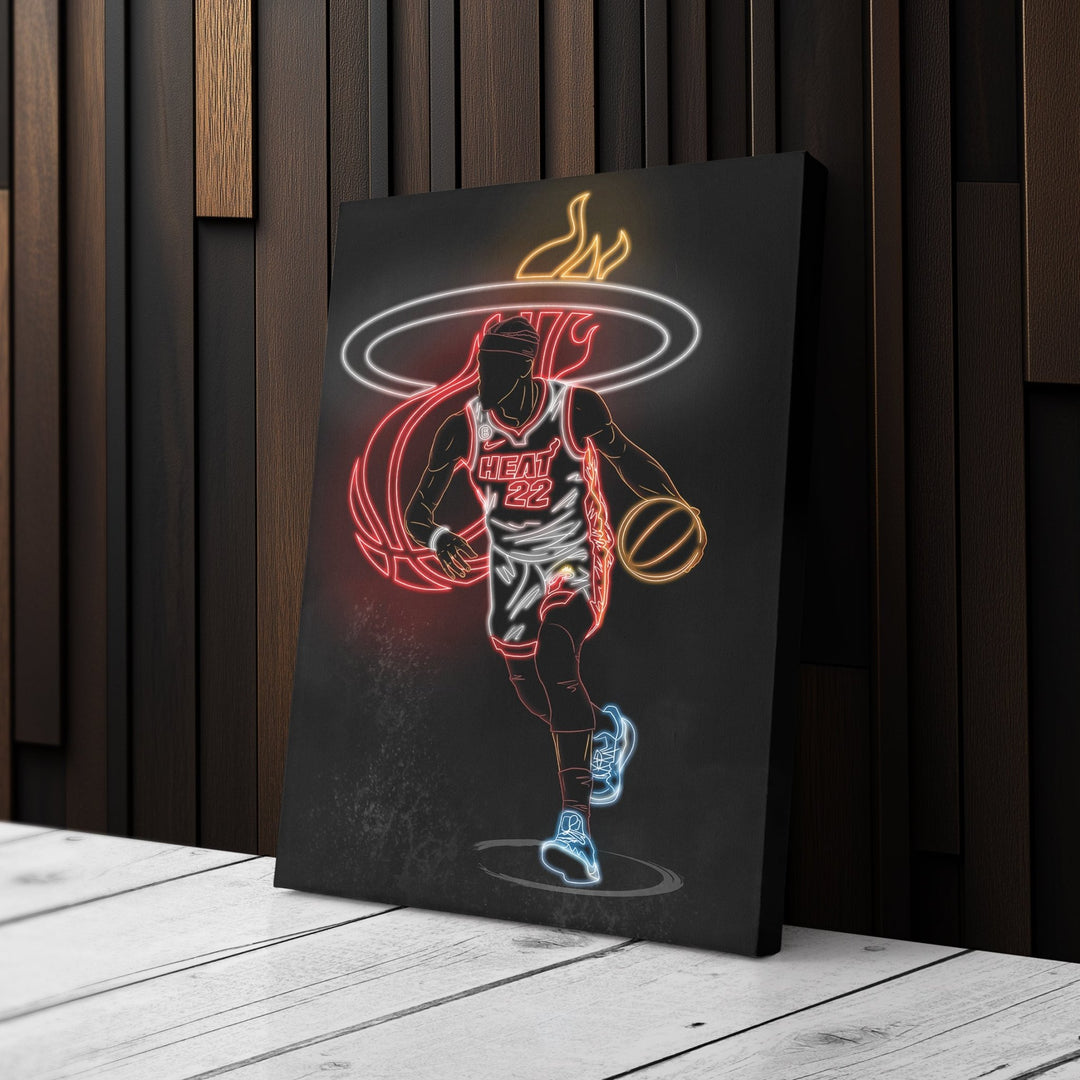 Jimmy Butler Neon Canvas Art | Heat Wall Decor - CanvasNeon