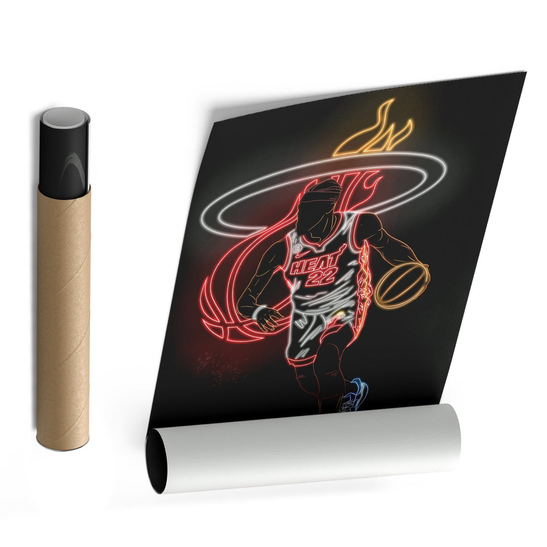 Jimmy Butler Neon Canvas Art | Heat Wall Decor - CanvasNeon