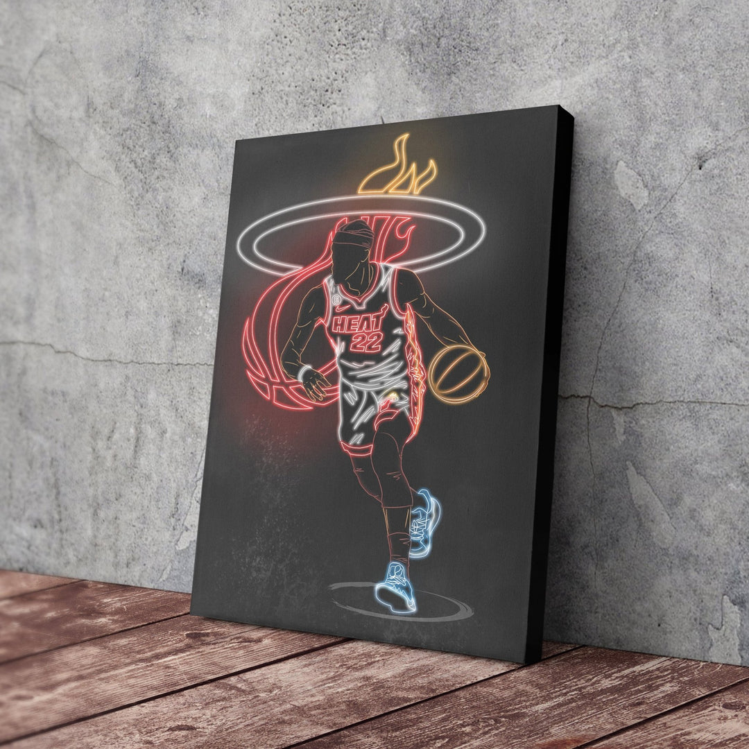 Jimmy Butler Neon Canvas Art | Heat Wall Decor - CanvasNeon