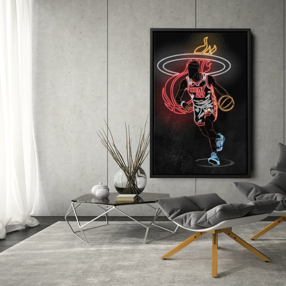 Jimmy Butler Neon Canvas Art | Heat Wall Decor - CanvasNeon