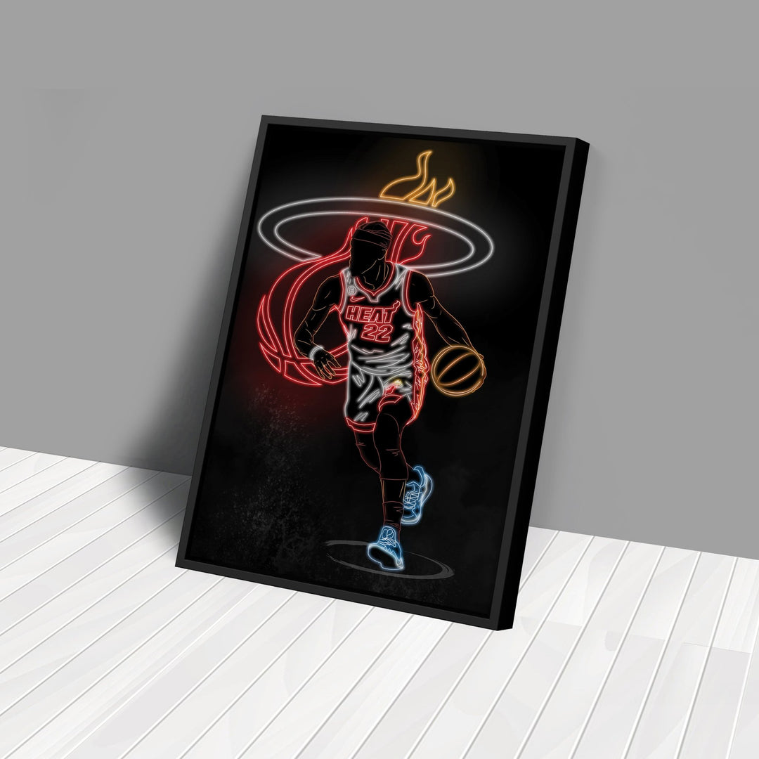 Jimmy Butler Neon Canvas Art | Heat Wall Decor - CanvasNeon