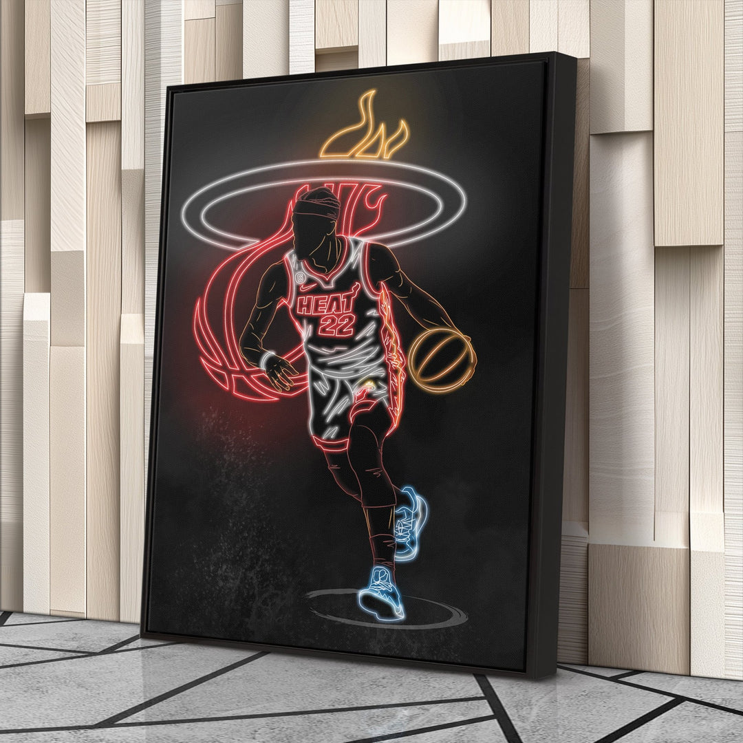 Jimmy Butler Neon Canvas Art | Heat Wall Decor - CanvasNeon