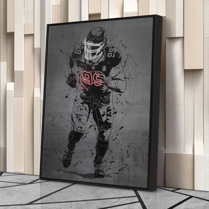 J.J. Watt Neon Canvas Art | Modern Wall Decor for Cardinals Fans - CanvasNeon