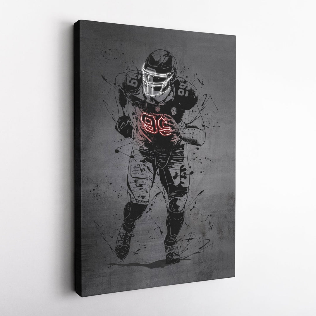 J.J. Watt Neon Canvas Art | Modern Wall Decor for Cardinals Fans - CanvasNeon