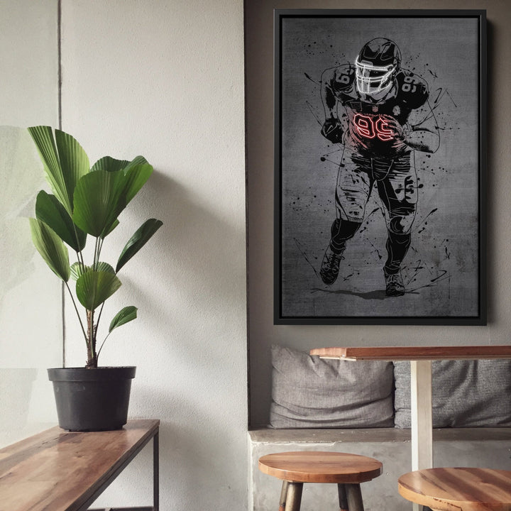 J.J. Watt Neon Canvas Art | Modern Wall Decor for Cardinals Fans - CanvasNeon