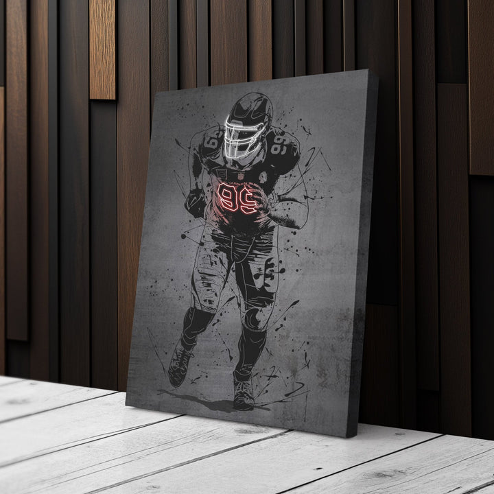J.J. Watt Neon Canvas Art | Modern Wall Decor for Cardinals Fans - CanvasNeon