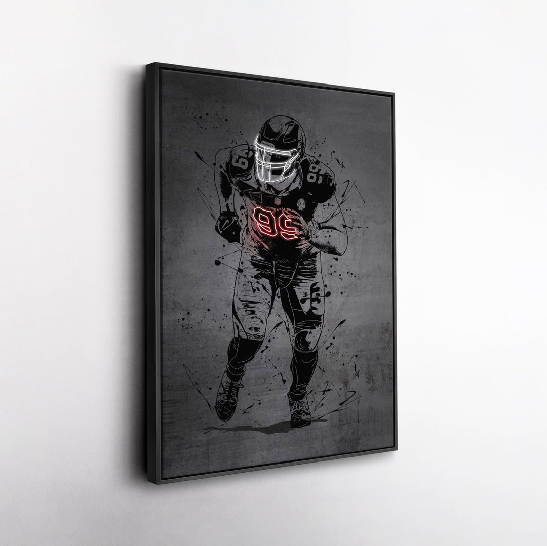 J.J. Watt Neon Canvas Art | Modern Wall Decor for Cardinals Fans - CanvasNeon