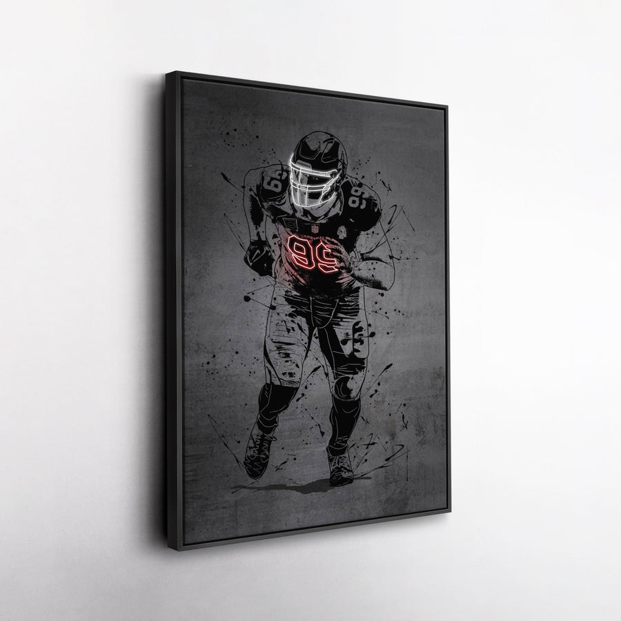 J.J. Watt Neon Canvas Art | Modern Wall Decor for Cardinals Fans - CanvasNeon