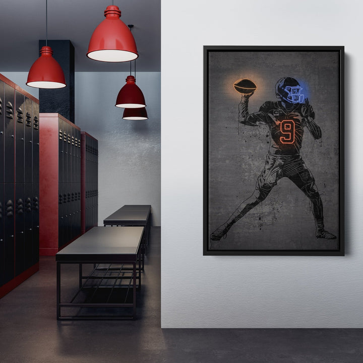 Joe Burrow Neon Canvas Art | Modern Wall Decor for Bengals Fans - CanvasNeon