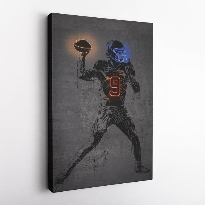 Joe Burrow Neon Canvas Art | Modern Wall Decor for Bengals Fans - CanvasNeon
