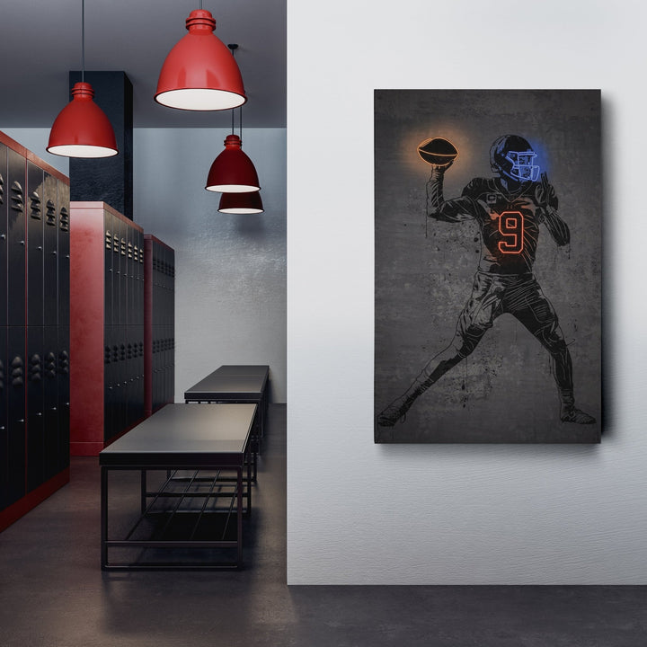 Joe Burrow Neon Canvas Art | Modern Wall Decor for Bengals Fans - CanvasNeon
