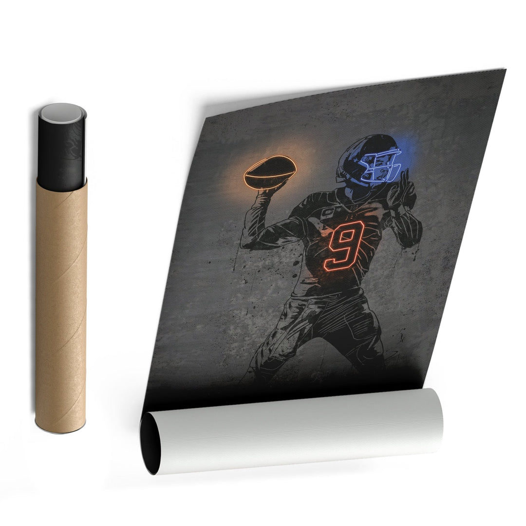 Joe Burrow Neon Canvas Art | Modern Wall Decor for Bengals Fans - CanvasNeon