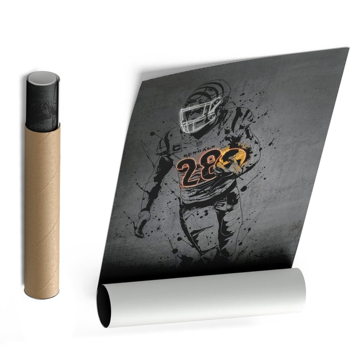 Joe Mixon Neon Canvas Art | Modern Wall Decor for Bengals Fans - CanvasNeon
