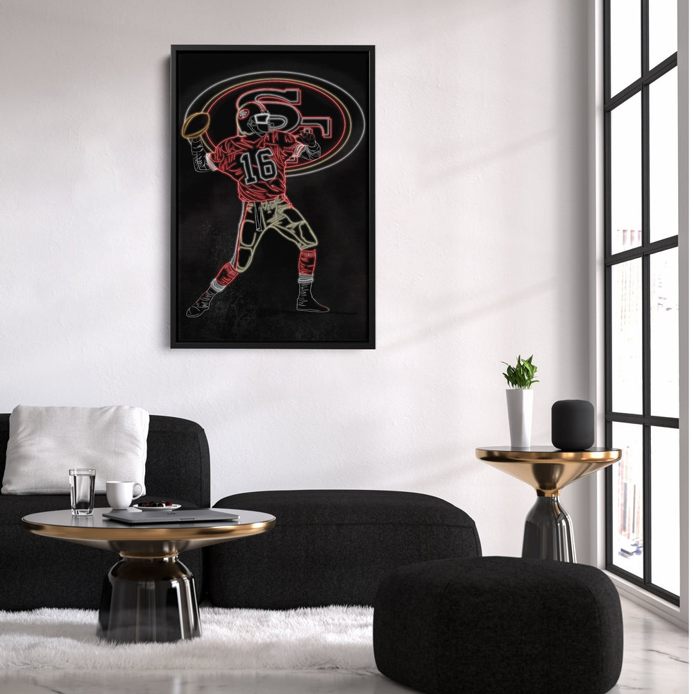 Joe Montana Neon Canvas Art | 49ers Wall Decor - CanvasNeon