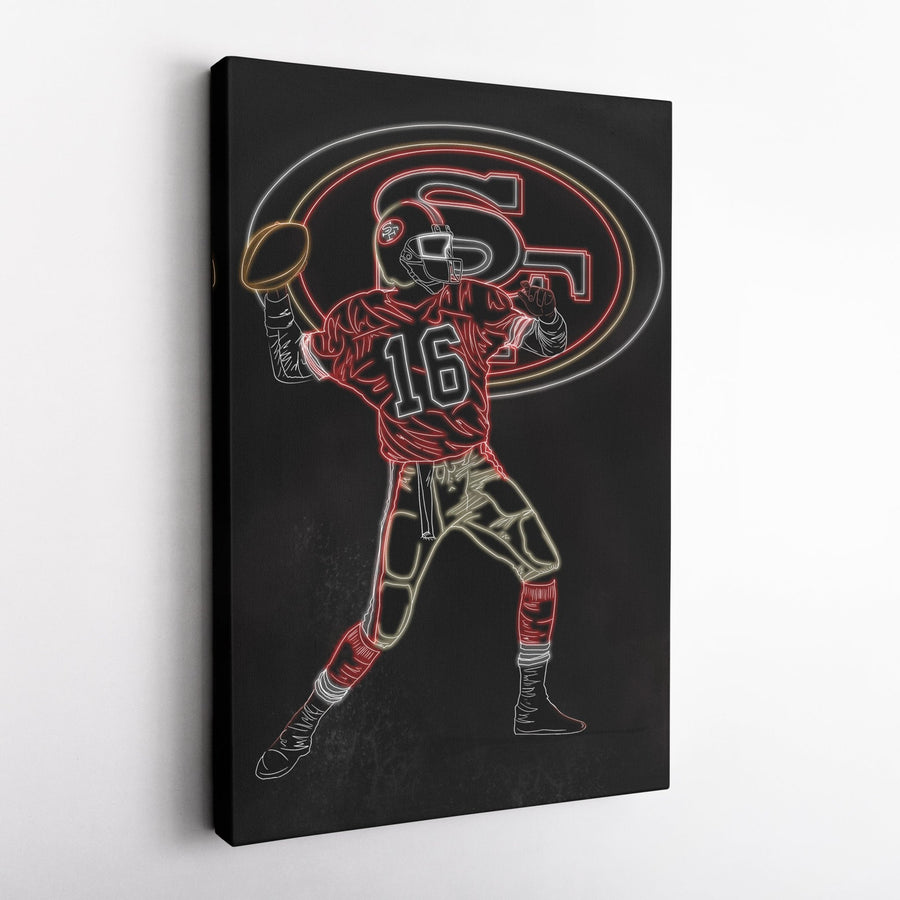 Joe Montana Neon Canvas Art | 49ers Wall Decor - CanvasNeon