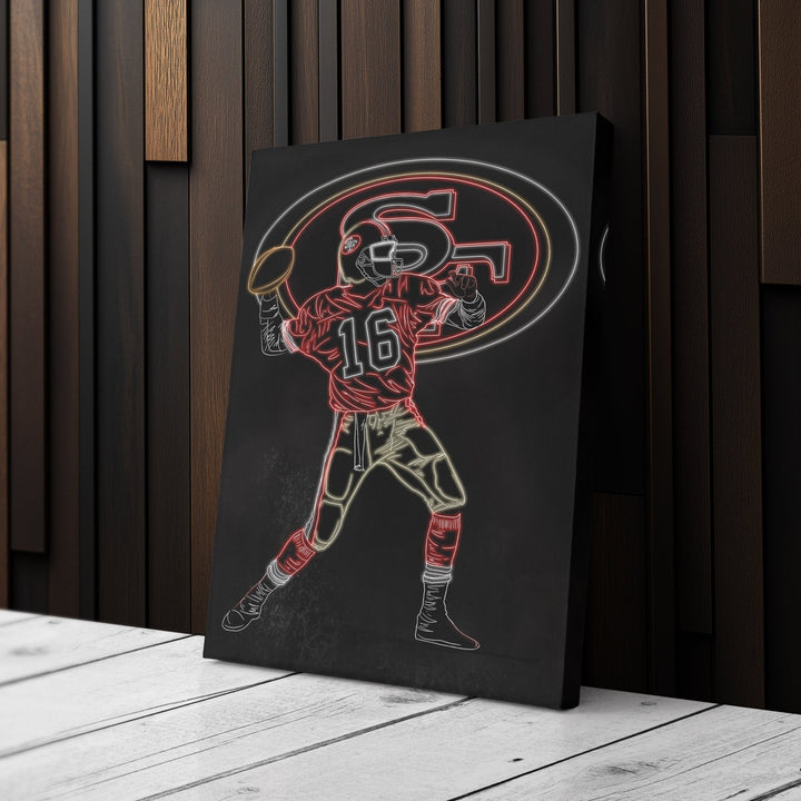 Joe Montana Neon Canvas Art | 49ers Wall Decor - CanvasNeon