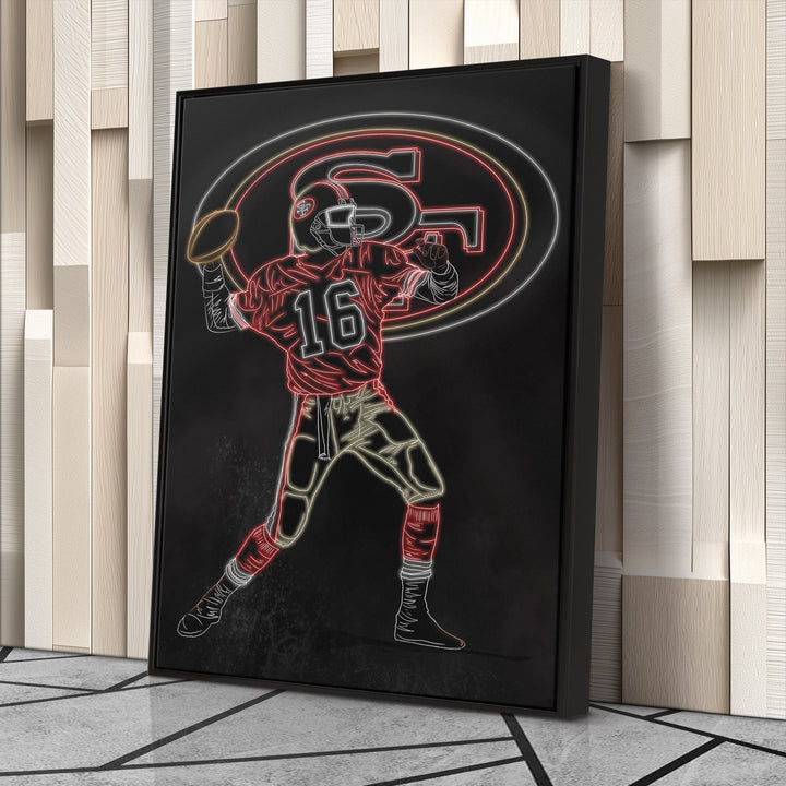 Joe Montana Neon Canvas Art | 49ers Wall Decor - CanvasNeon