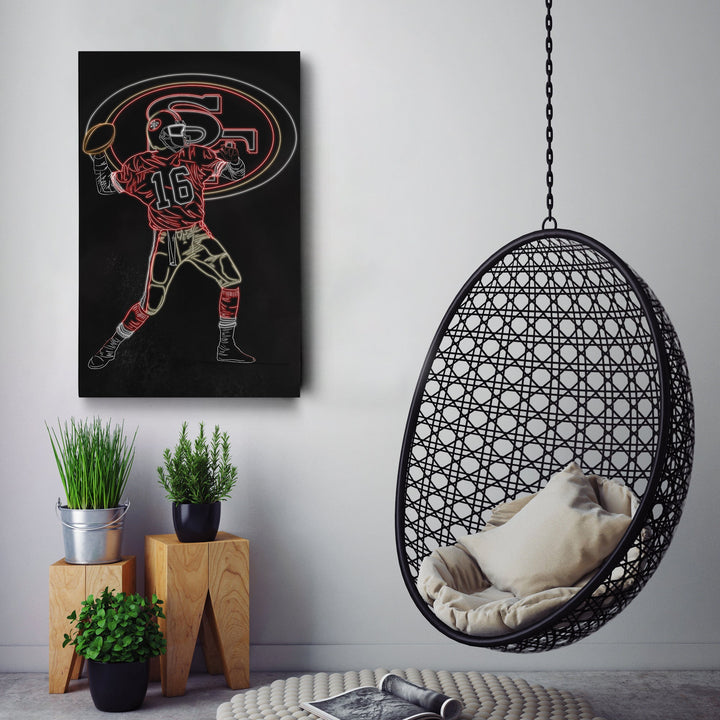 Joe Montana Neon Canvas Art | 49ers Wall Decor - CanvasNeon
