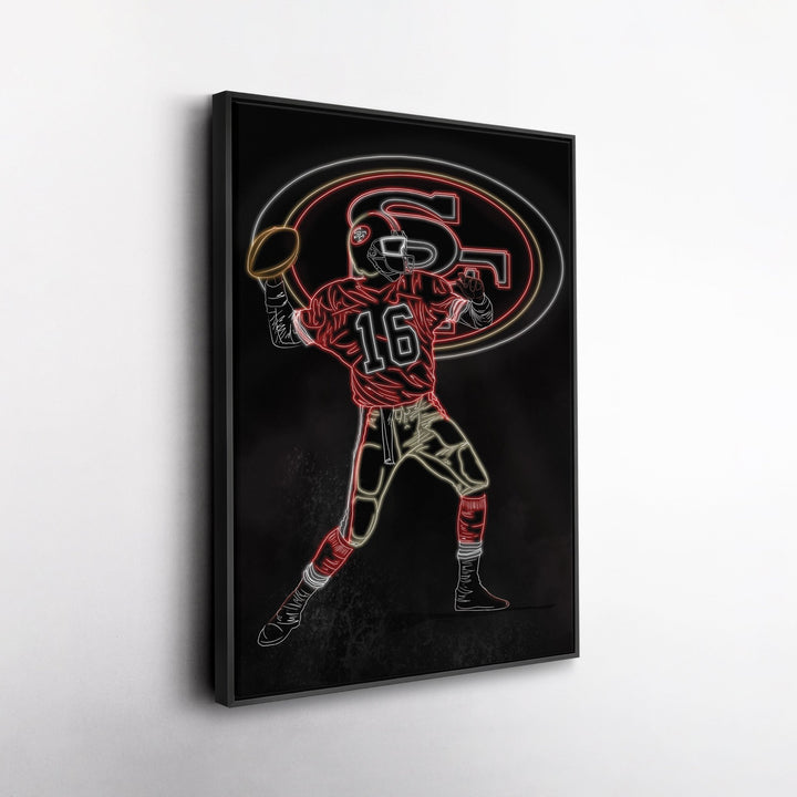 Joe Montana Neon Canvas Art | 49ers Wall Decor - CanvasNeon
