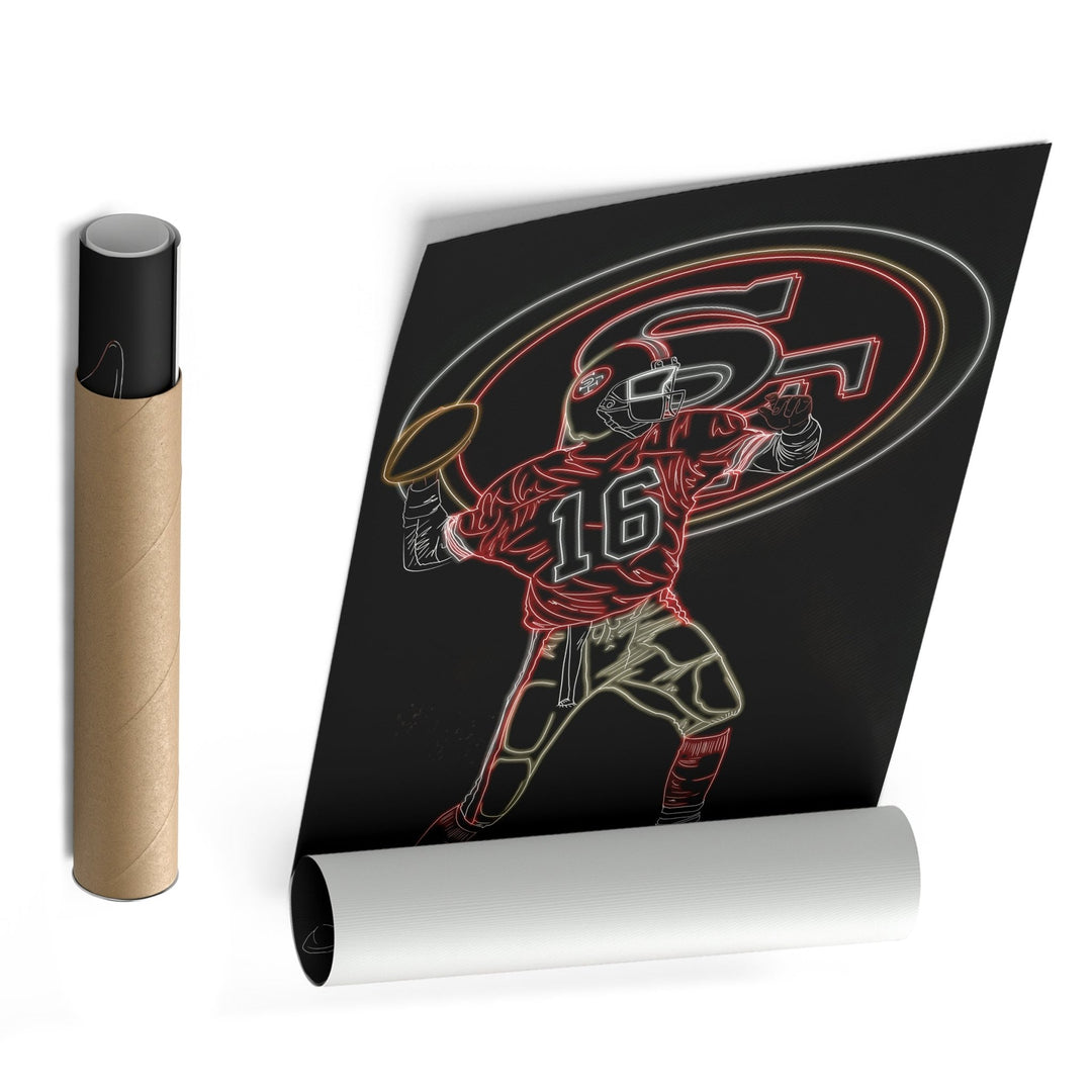 Joe Montana Neon Canvas Art | 49ers Wall Decor - CanvasNeon