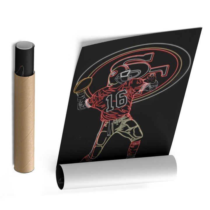 Joe Montana Neon Canvas Art | 49ers Wall Decor - CanvasNeon