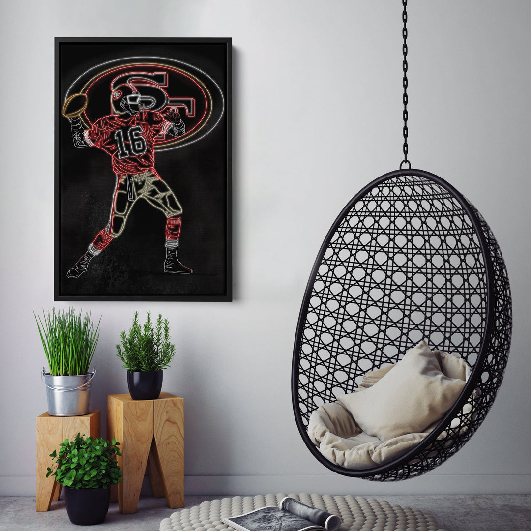 Joe Montana Neon Canvas Art | 49ers Wall Decor - CanvasNeon