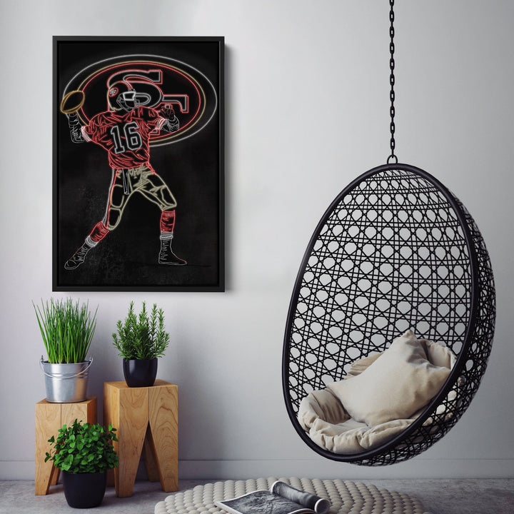 Joe Montana Neon Canvas Art | 49ers Wall Decor - CanvasNeon