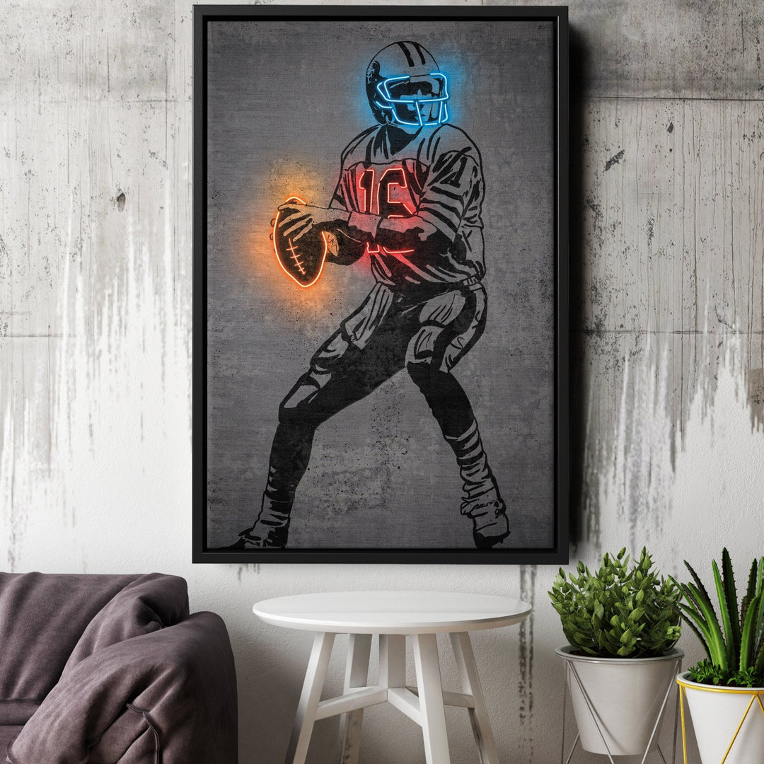 Joe Montana Neon Canvas Art | Modern Wall Decor for 49ers Fans - CanvasNeon
