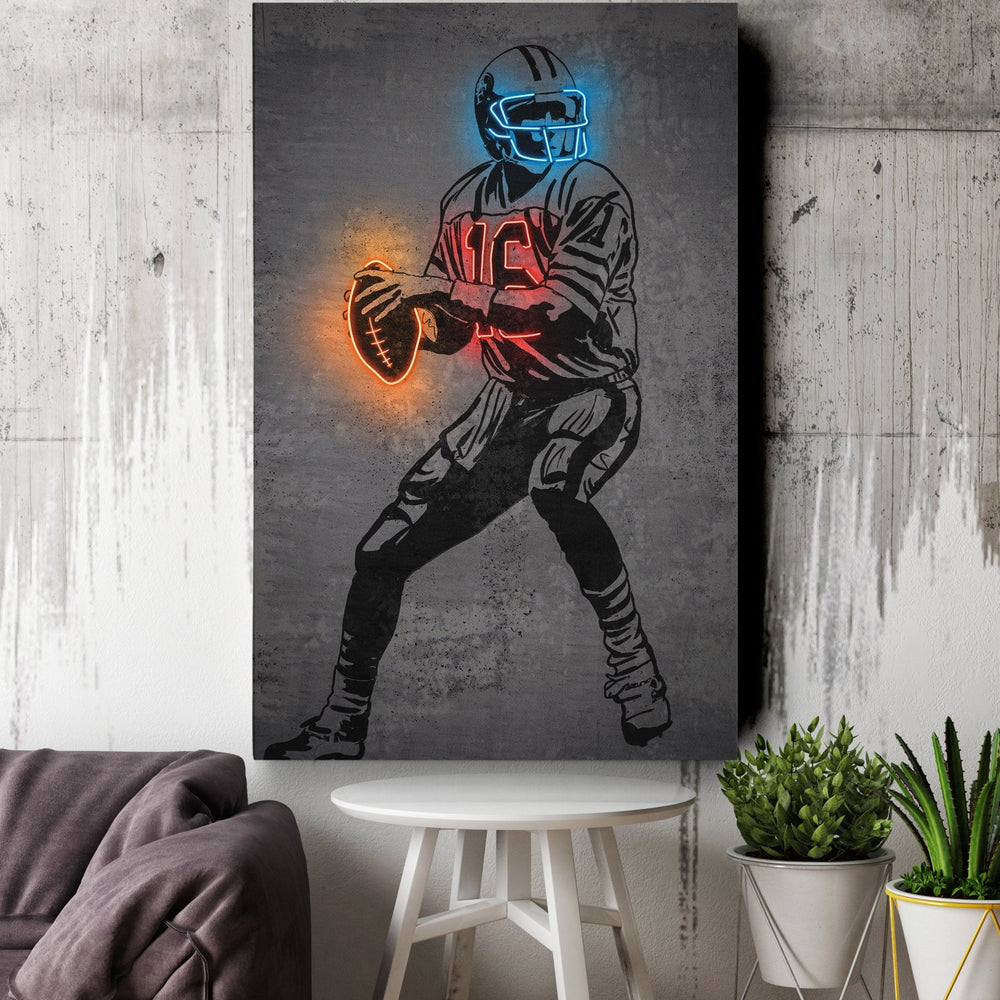 Joe Montana Neon Canvas Art | Modern Wall Decor for 49ers Fans - CanvasNeon