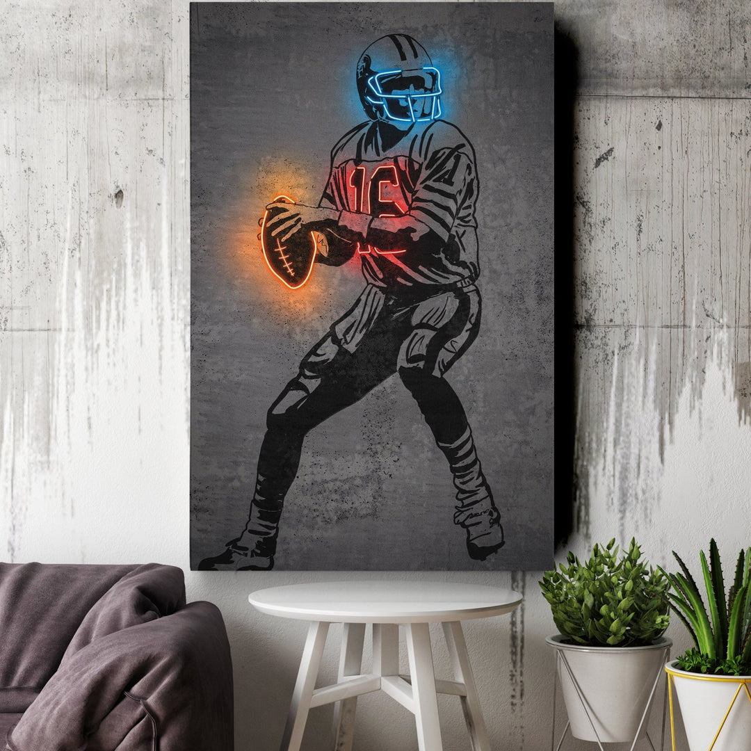 Joe Montana Neon Canvas Art | Modern Wall Decor for 49ers Fans - CanvasNeon