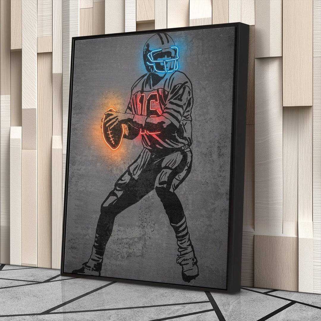 Joe Montana Neon Canvas Art | Modern Wall Decor for 49ers Fans - CanvasNeon
