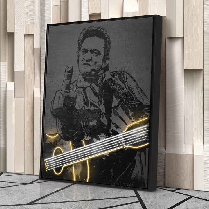Johnny Cash Neon Canvas Art | Music Wall Decor - CanvasNeon