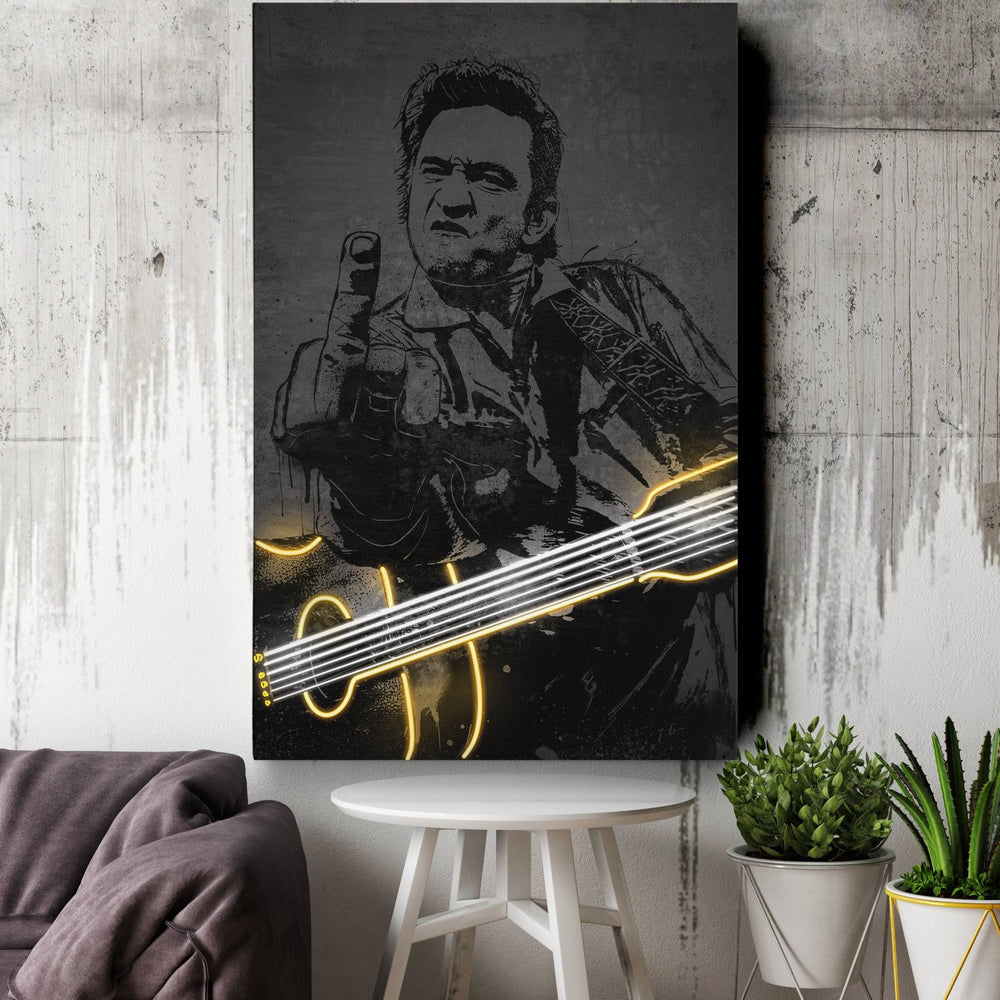 Johnny Cash Neon Canvas Art | Music Wall Decor - CanvasNeon