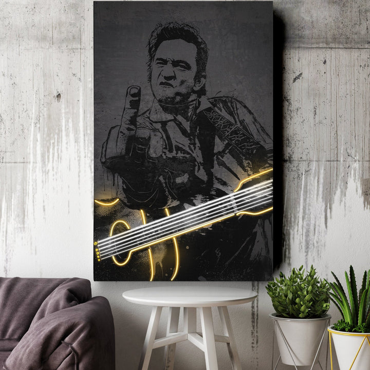 Johnny Cash Neon Canvas Art | Music Wall Decor - CanvasNeon