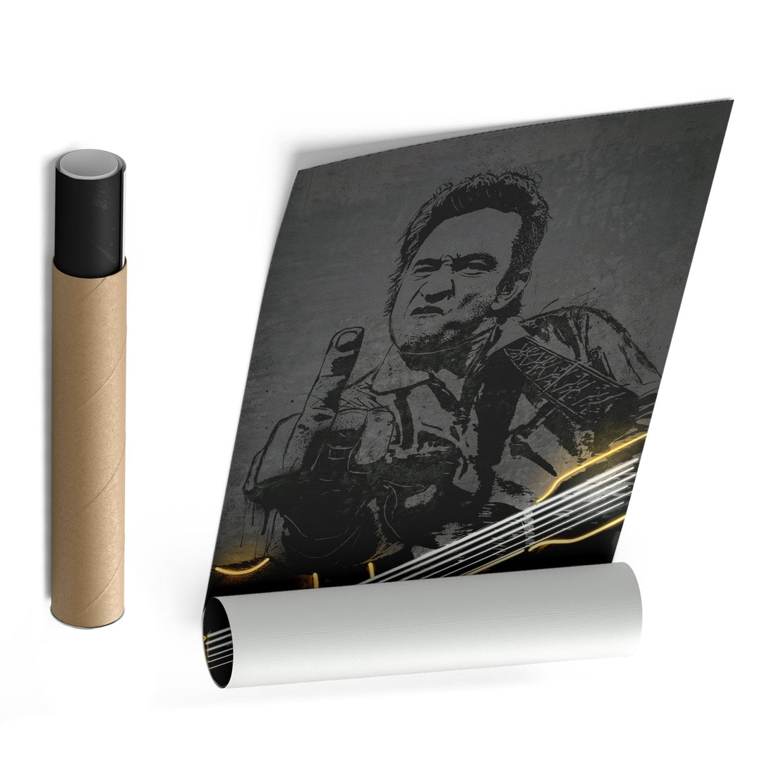 Johnny Cash Neon Canvas Art | Music Wall Decor - CanvasNeon