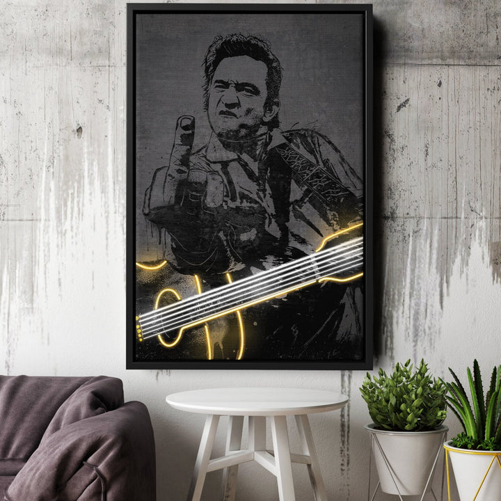 Johnny Cash Neon Canvas Art | Music Wall Decor - CanvasNeon