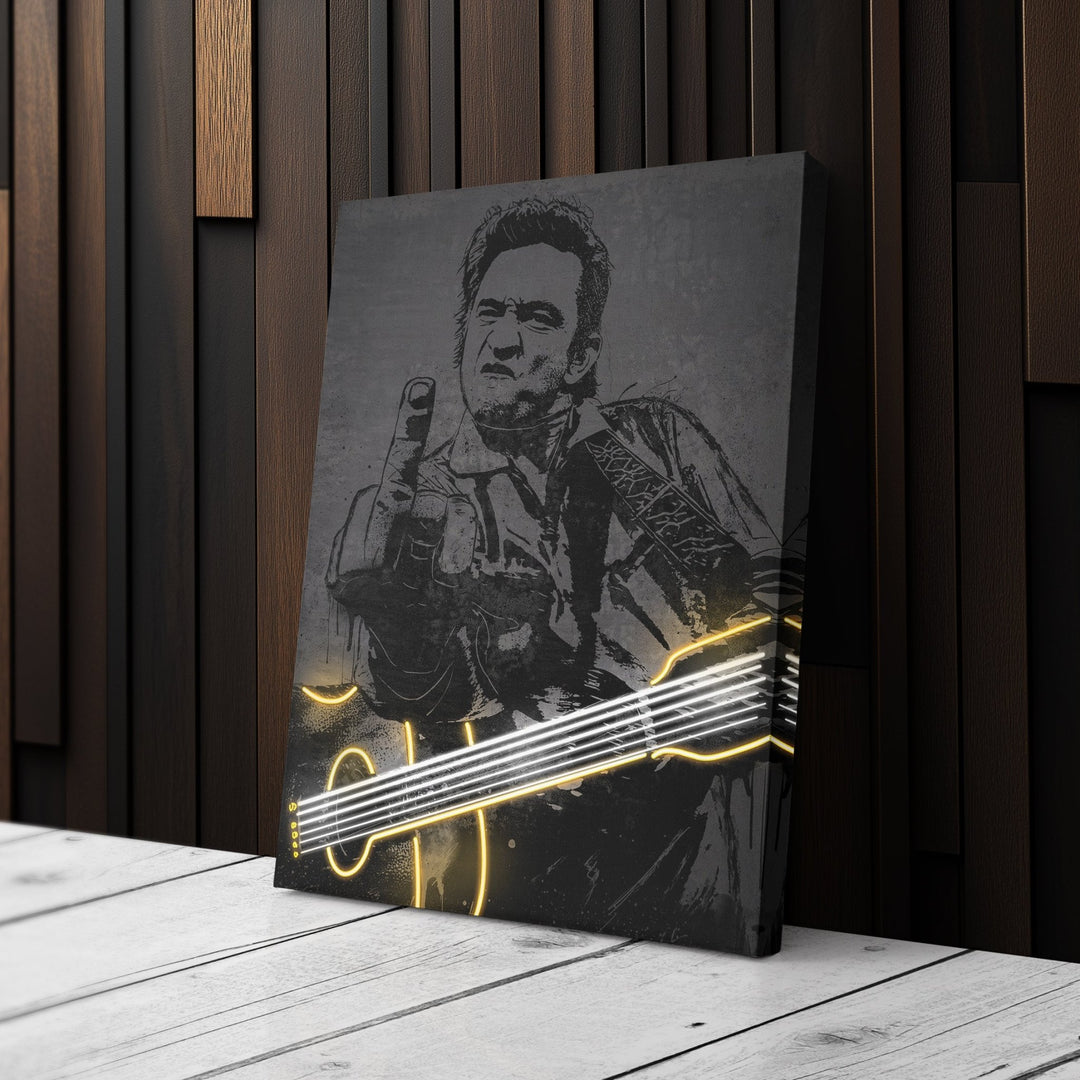 Johnny Cash Neon Canvas Art | Music Wall Decor - CanvasNeon