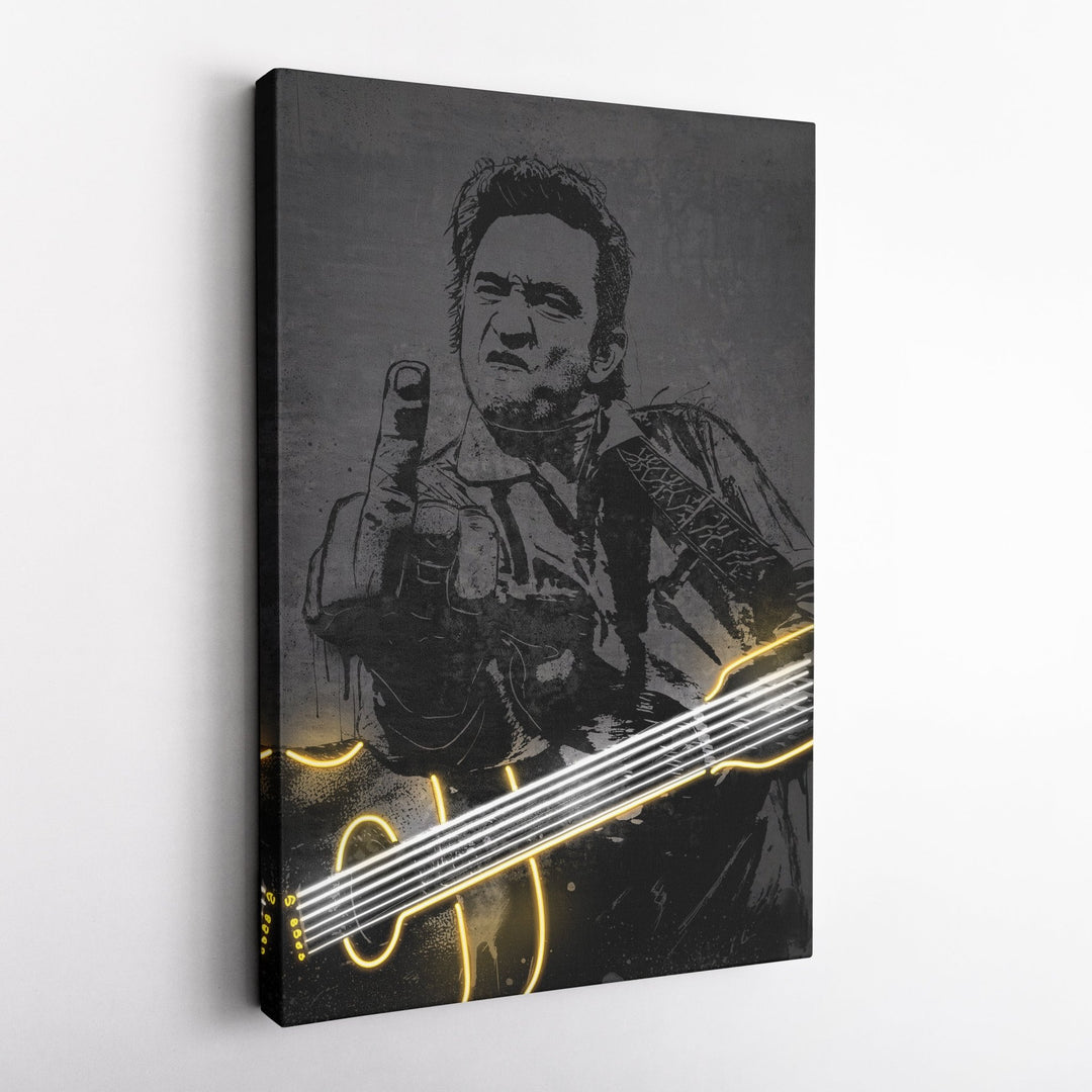 Johnny Cash Neon Canvas Art | Music Wall Decor - CanvasNeon