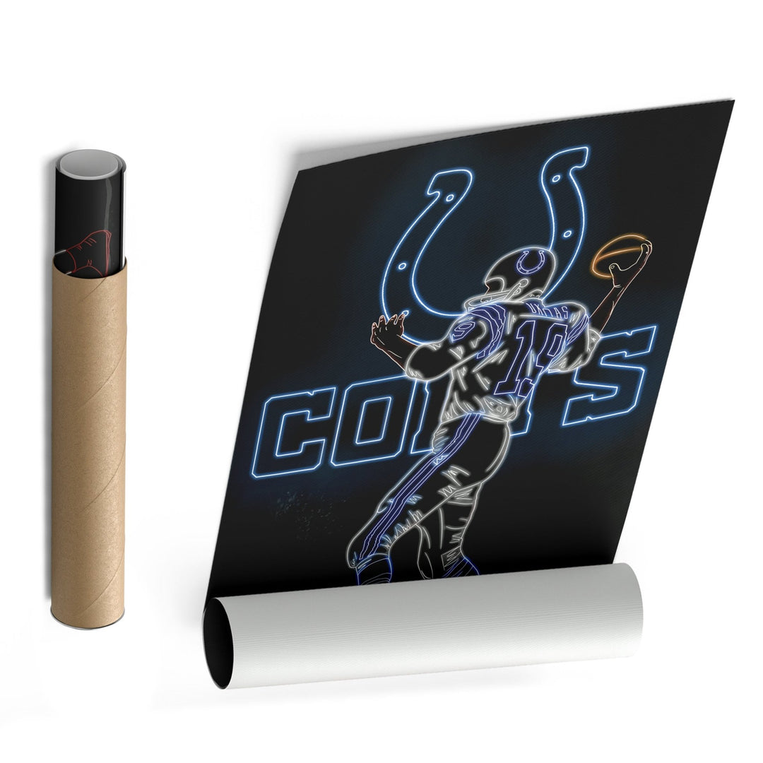 Johnny Unitas Neon Canvas Art | Colts Wall Decor - CanvasNeon