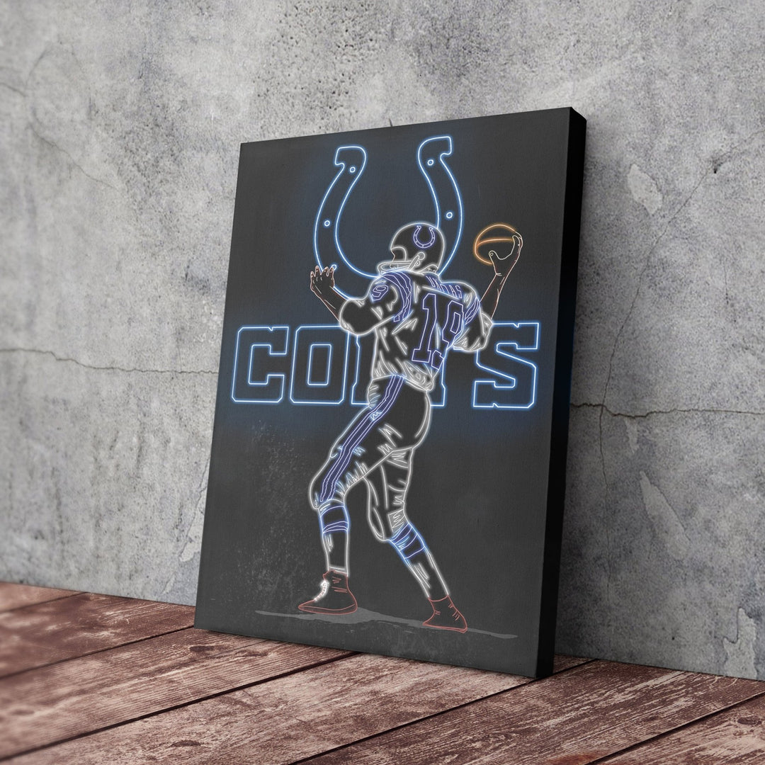 Johnny Unitas Neon Canvas Art | Colts Wall Decor - CanvasNeon