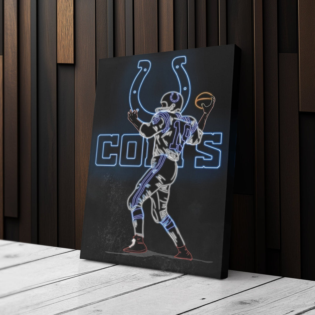 Johnny Unitas Neon Canvas Art | Colts Wall Decor - CanvasNeon