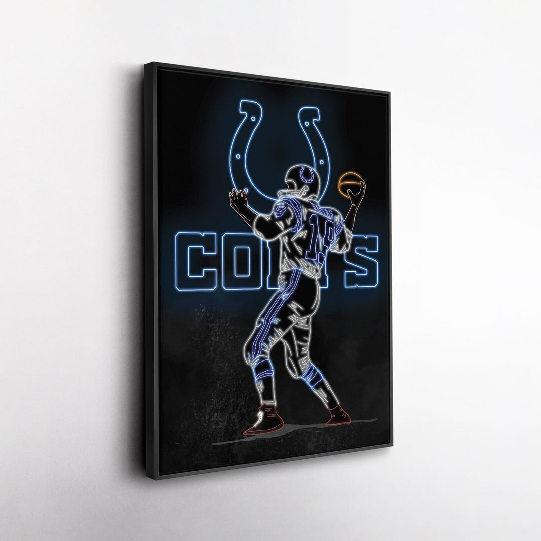 Johnny Unitas Neon Canvas Art | Colts Wall Decor - CanvasNeon