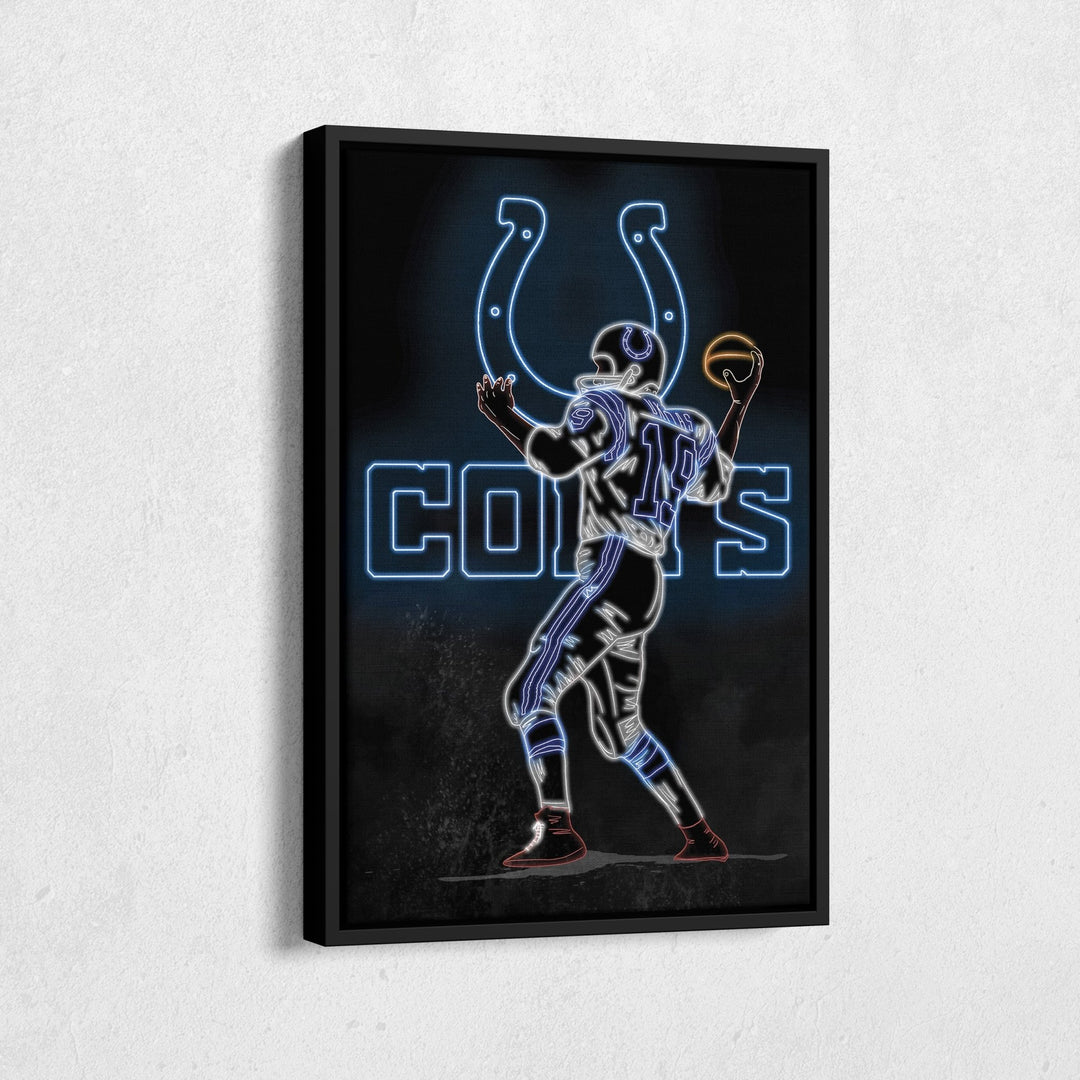 Johnny Unitas Neon Canvas Art | Colts Wall Decor - CanvasNeon