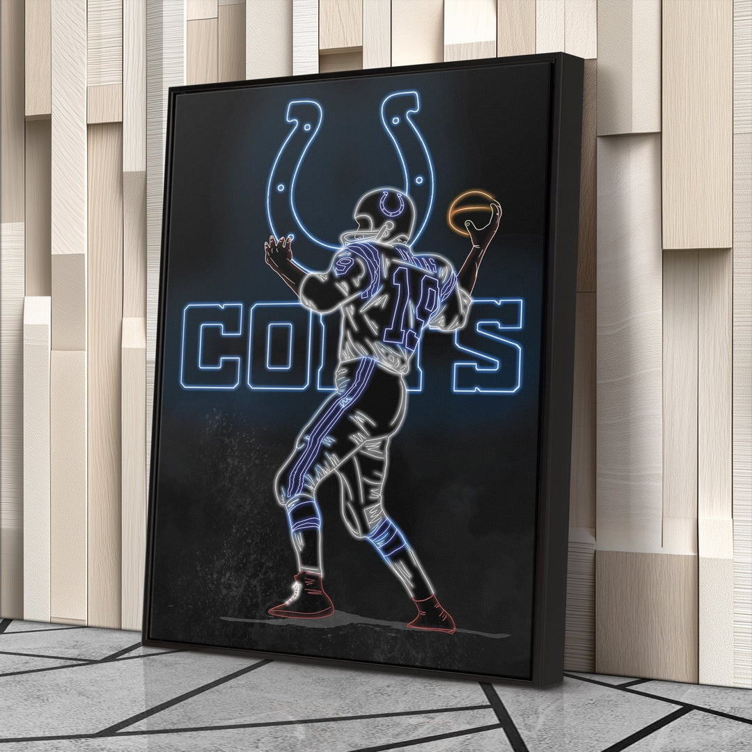 Johnny Unitas Neon Canvas Art | Colts Wall Decor - CanvasNeon