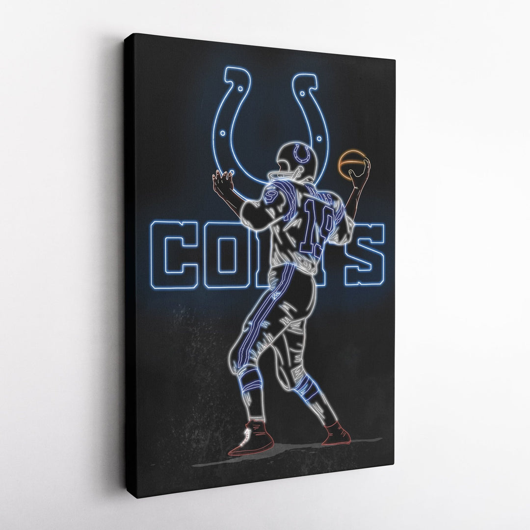 Johnny Unitas Neon Canvas Art | Colts Wall Decor - CanvasNeon