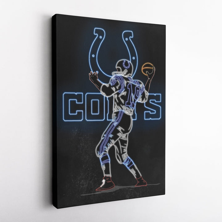 Johnny Unitas Neon Canvas Art | Colts Wall Decor - CanvasNeon